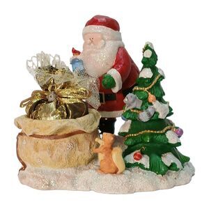 Russ Berrie "Warm Holiday Wishes" Figurine, 1990's Painted Resin w/ Glitter EUC